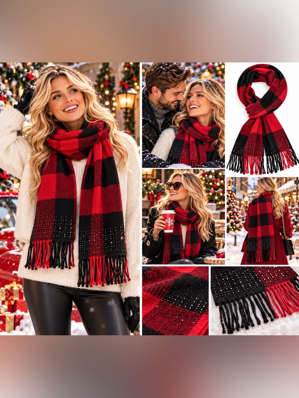 BUFFALO CHECK SCARF WRAP by
VICTORIA'S SECRET RED BLACK WOVEN SPARKLE BLING COZY